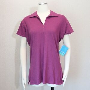 Columbia Omni-Wick purple short sleeve collared shirt